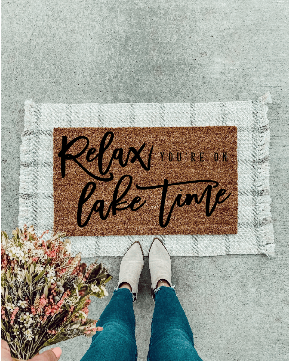 Relax You're on Lake Time Doormat