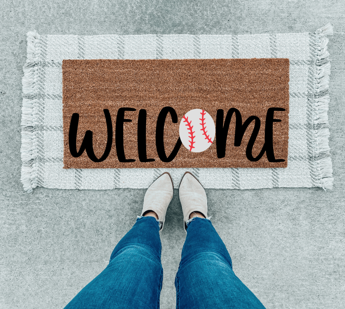 Welcome Baseball Doormat | Baseball Season | Seasonal Decor