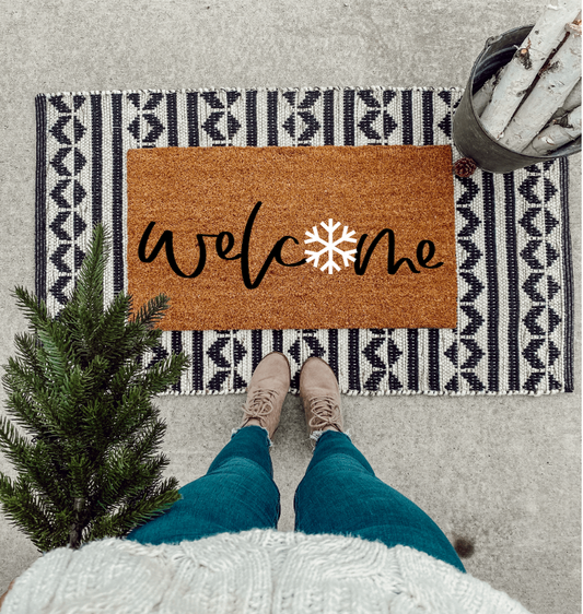 Welcome Snowflake Doormat | Snow Doormat | Winter Decor | Seasonal | Welcome Porch Decor | Christmas Decor