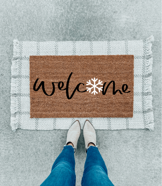 Welcome Snowflake Doormat | Snow Doormat | Winter Decor | Seasonal | Welcome Porch Decor | Christmas Decor