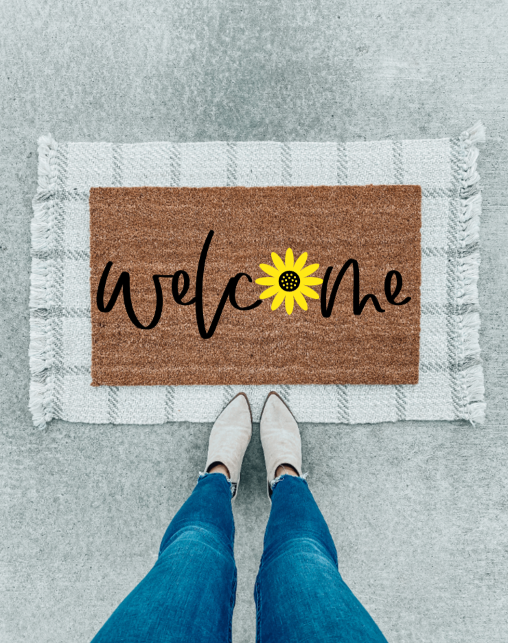 Welcome sunflower doormat | summer doormat | welcome home doormat | spring doormat | gift doormat