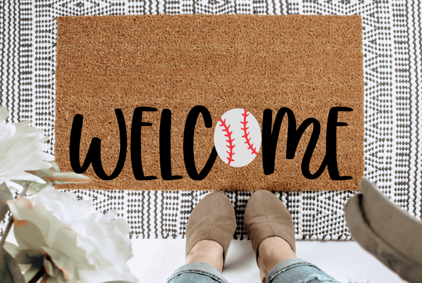 Welcome Baseball Doormat | Baseball Season | Seasonal Decor