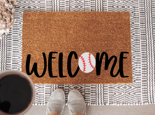Welcome Baseball Doormat | Baseball Season | Seasonal Decor