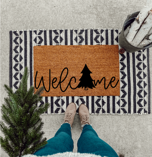 Welcome Christmas Tree Doormat