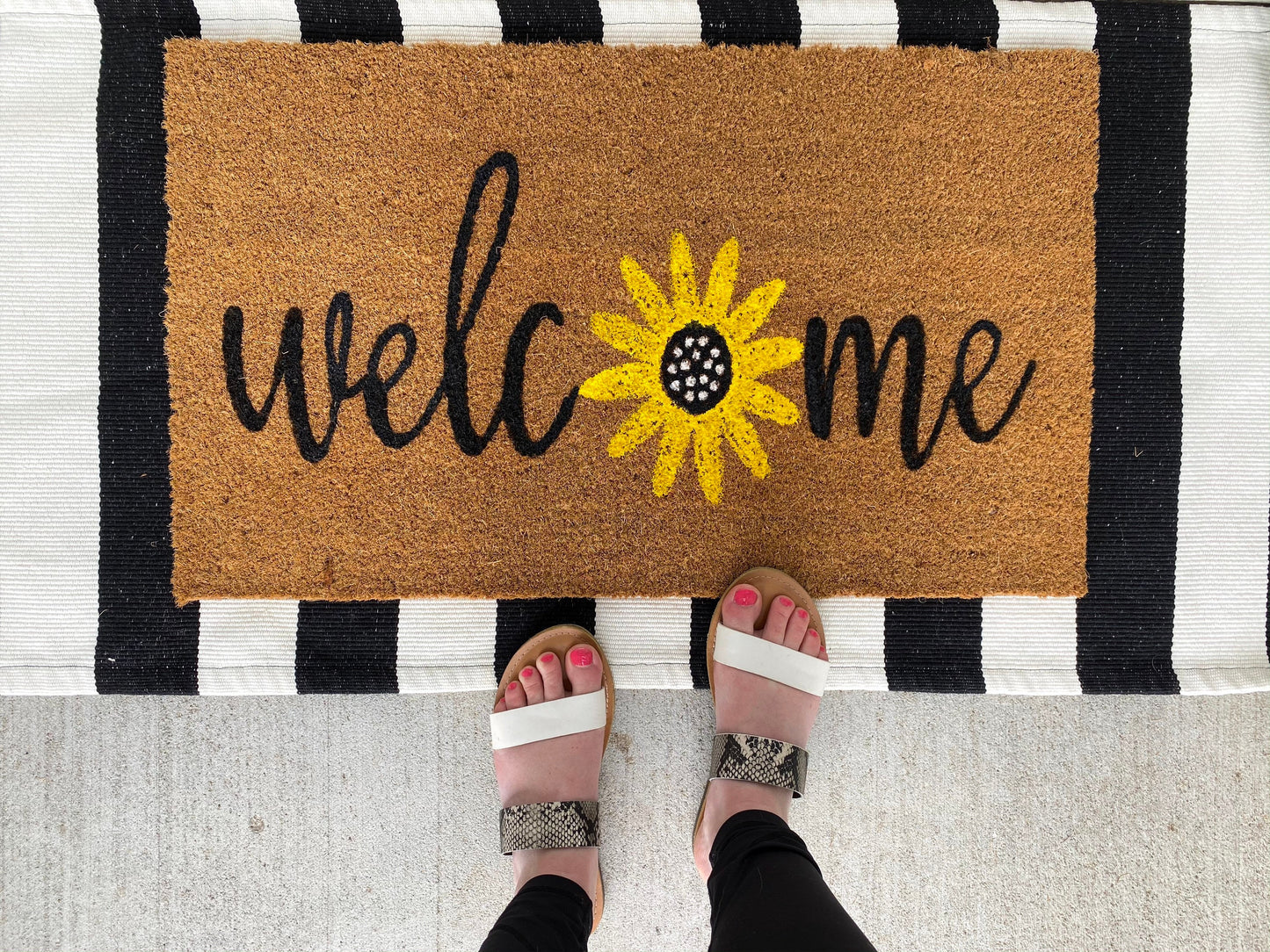 Welcome sunflower doormat | summer doormat | welcome home doormat | spring doormat | gift doormat