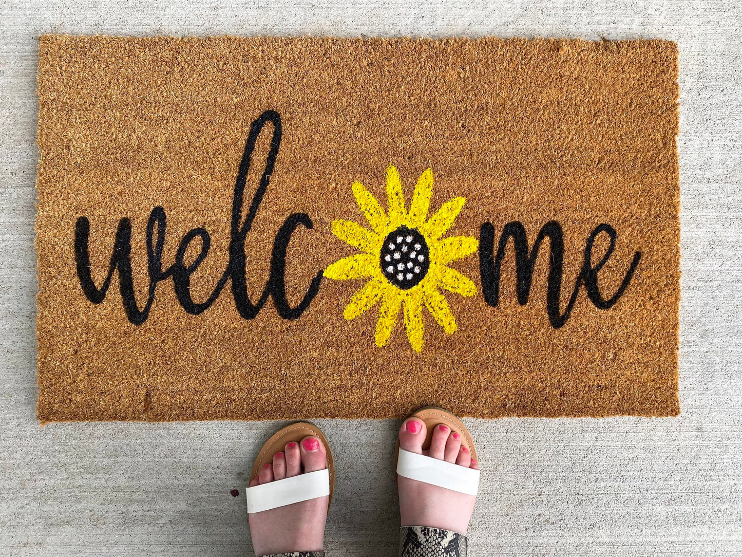 Welcome sunflower doormat | summer doormat | welcome home doormat | spring doormat | gift doormat