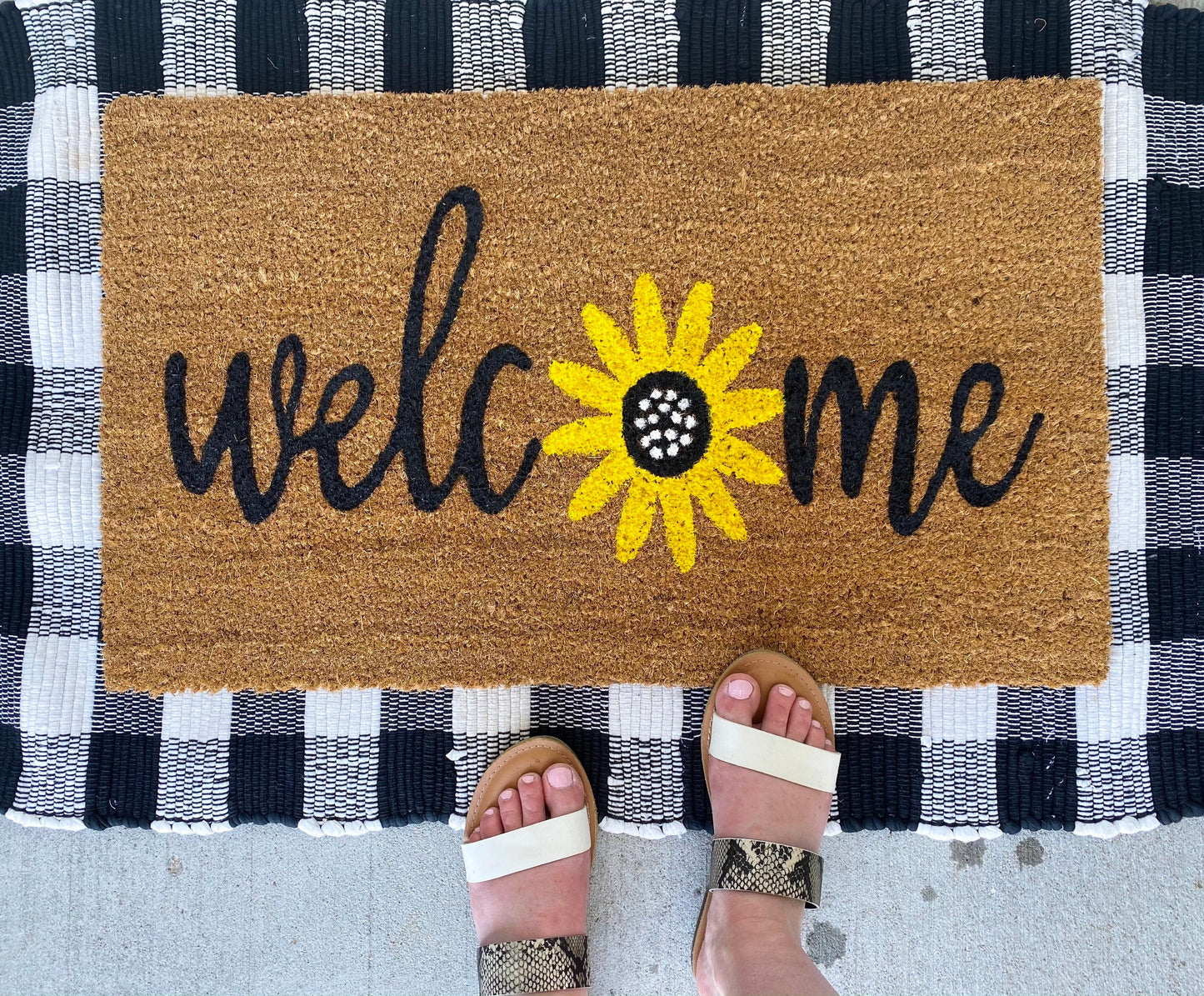 Welcome sunflower doormat | summer doormat | welcome home doormat | spring doormat | gift doormat
