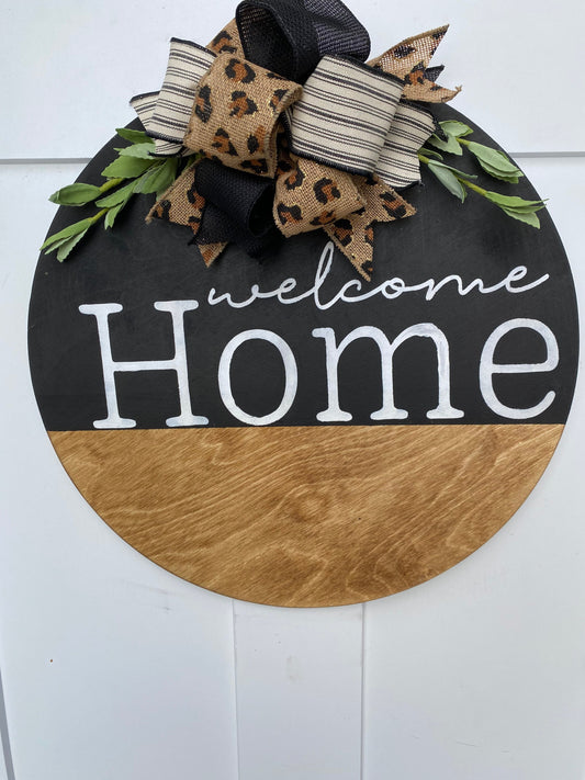 Welcome home door hanger | leopard door hanger | porch decor | home decor | leopard print