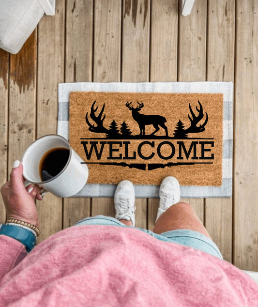 Welcome Man Cave Doormat | Fathers Day Gifts | Hunting Decor | Welcome Mat |
