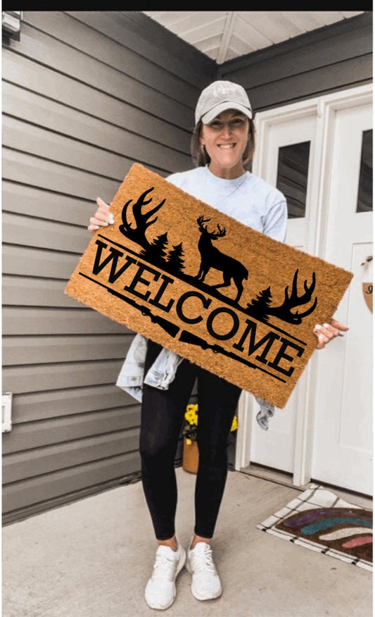 Welcome Man Cave Doormat | Fathers Day Gifts | Hunting Decor | Welcome Mat |
