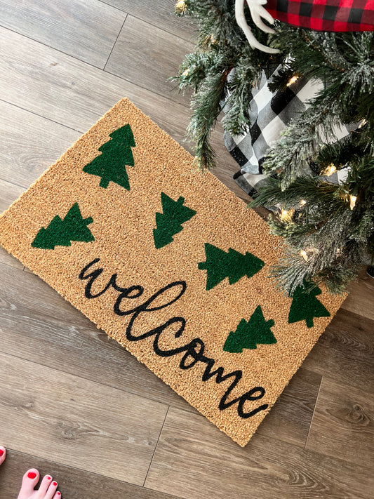 Welcome Christmas tree Doormat