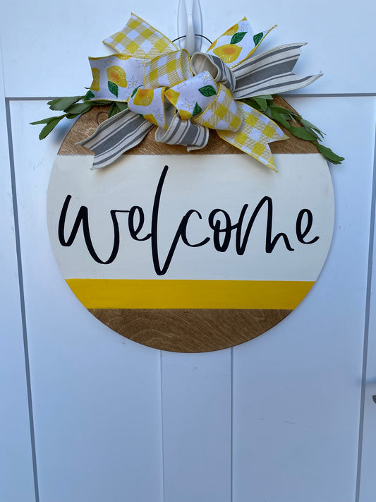 Welcome Lemon door hanger | spring door sign