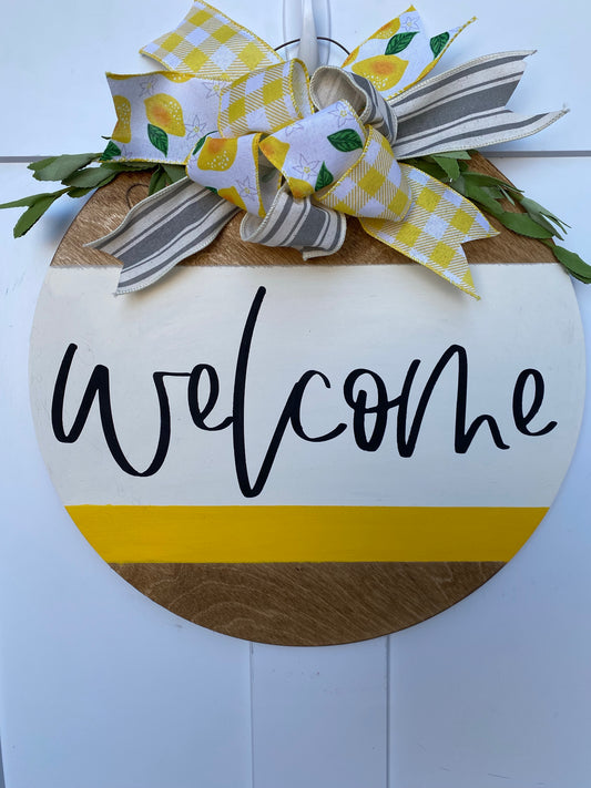 Welcome Lemon door hanger | spring door sign