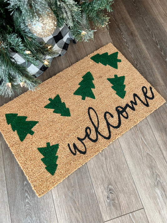 Welcome Christmas tree Doormat